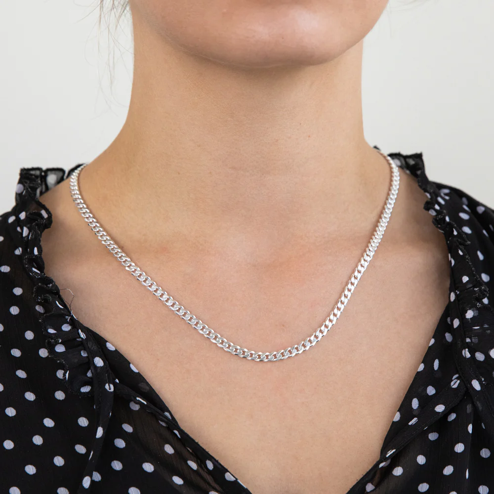 Sterling Silver 120 Gauge Diamond Cut 50cm Curb Chain - Image 3