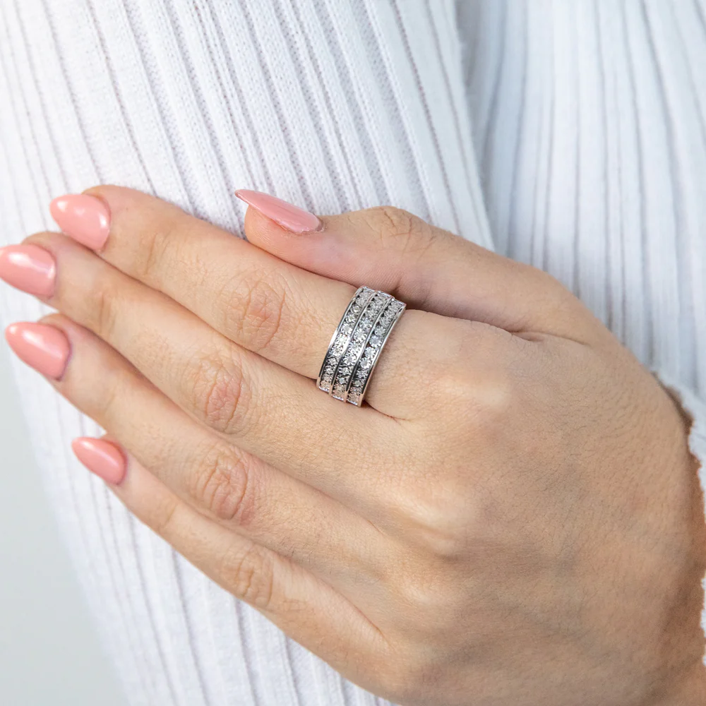 Sterling Silver 15 Points Diamond Dress Ring - Image 2