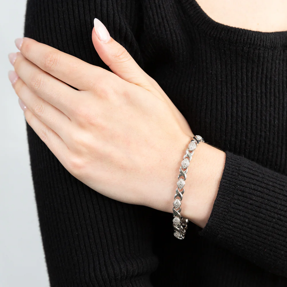 Sterling Silver 18.5cm Diamond Bracelet - Image 3