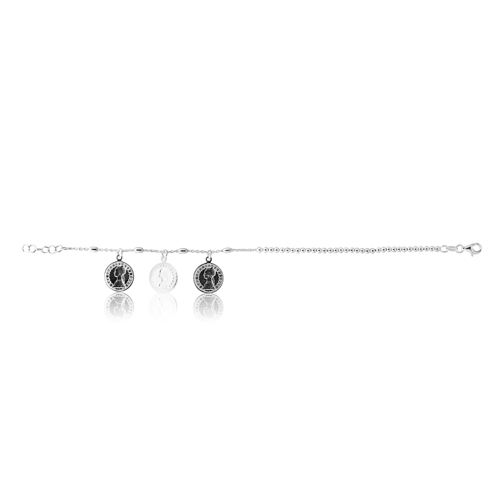 Sterling Silver 18cm+2cm 3 Coin Bracelet - Image 2
