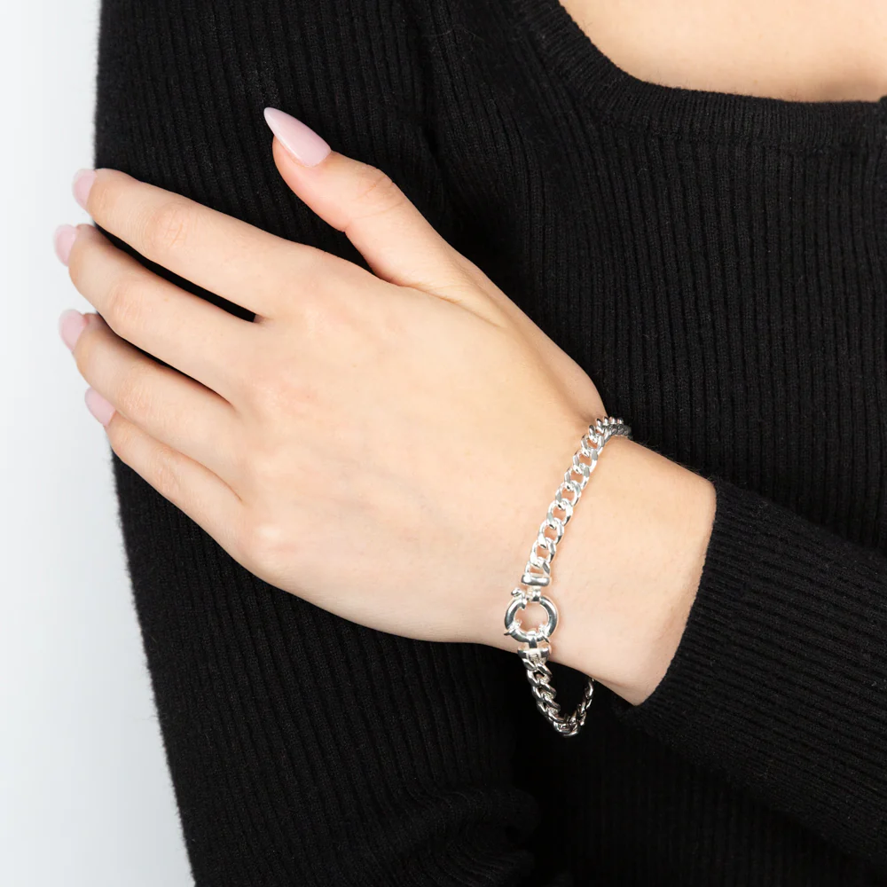 Sterling Silver 19.5cm Curb Boltring Bracelet - Image 3