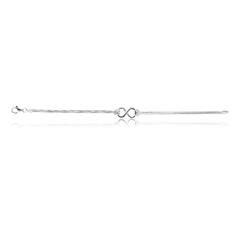 Sterling Silver 19cm Double Strand Infinity Bracelet - Image 2