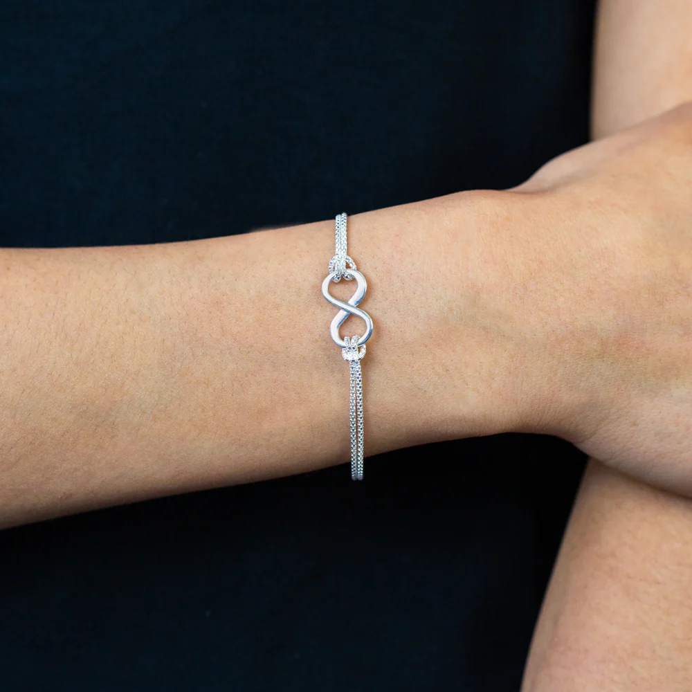 Sterling Silver 19cm Double Strand Infinity Bracelet - Image 3