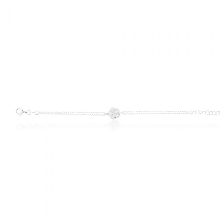 Sterling Silver 19cm Rose Flower Bracelet - Image 2