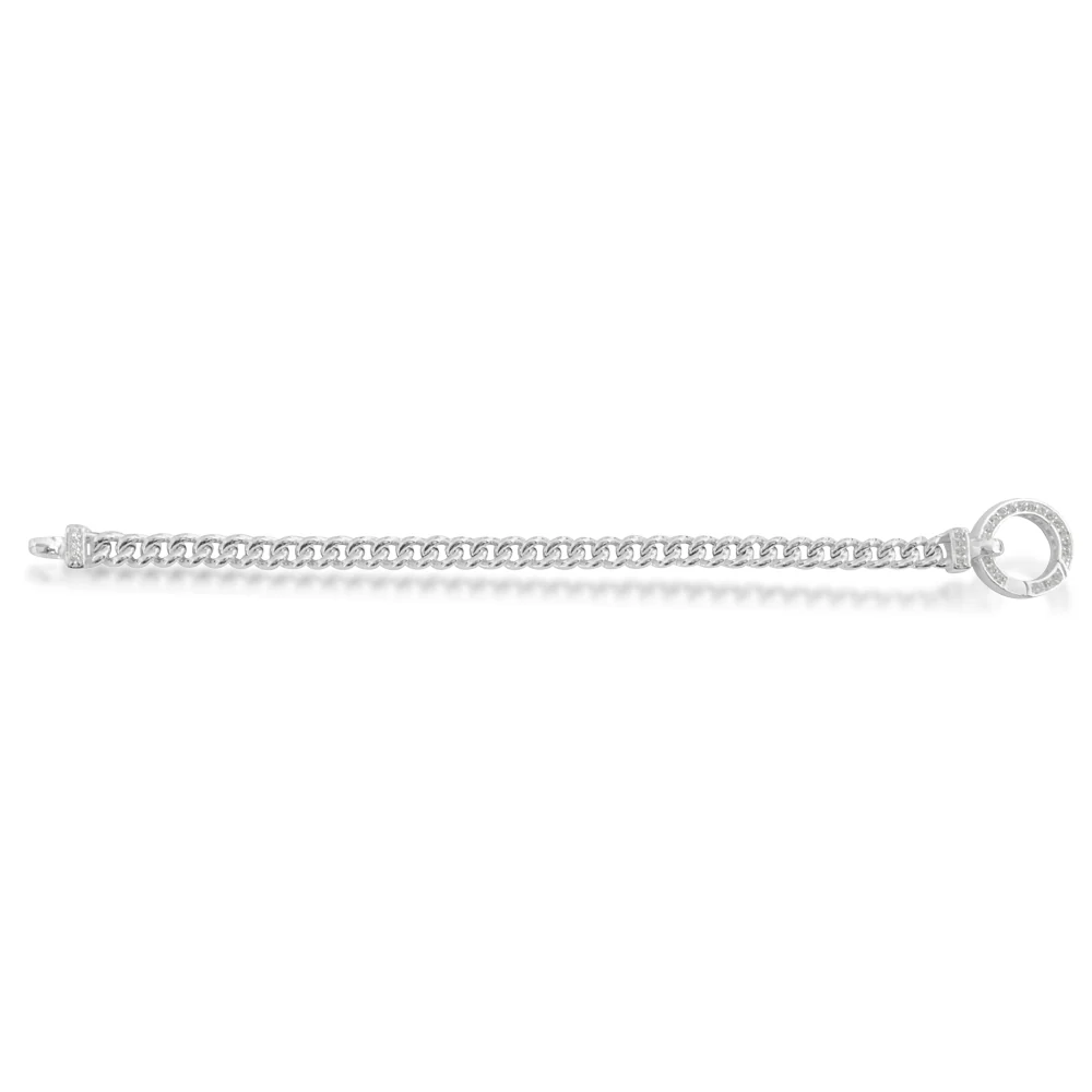 Sterling Silver 19cm Zirconia Fancy Boltring Curb Bracelet - Image 2