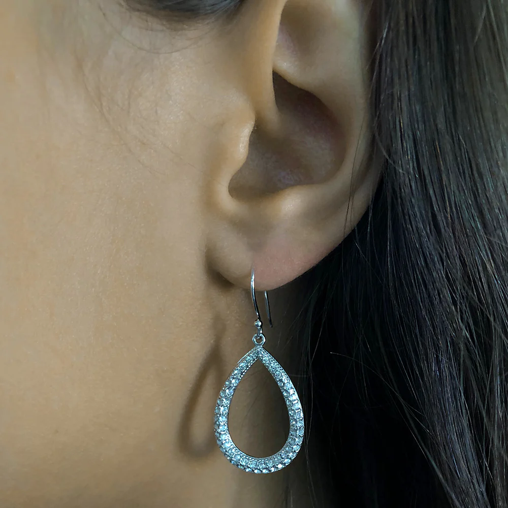 Sterling Silver 1x Diamond and Zirconia Drop Earrings - Image 3