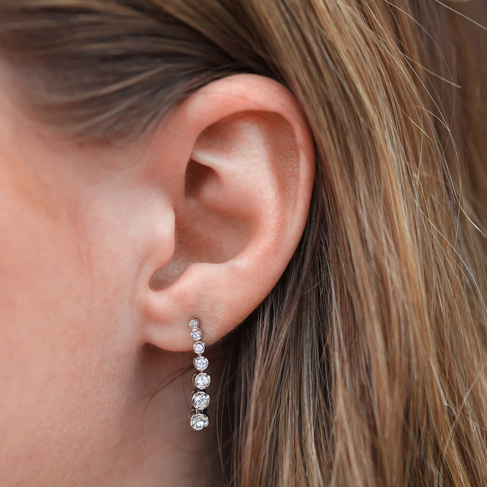 Sterling Silver 1x Diamond and Zirconia Graduated Drop Earrings - Image 2
