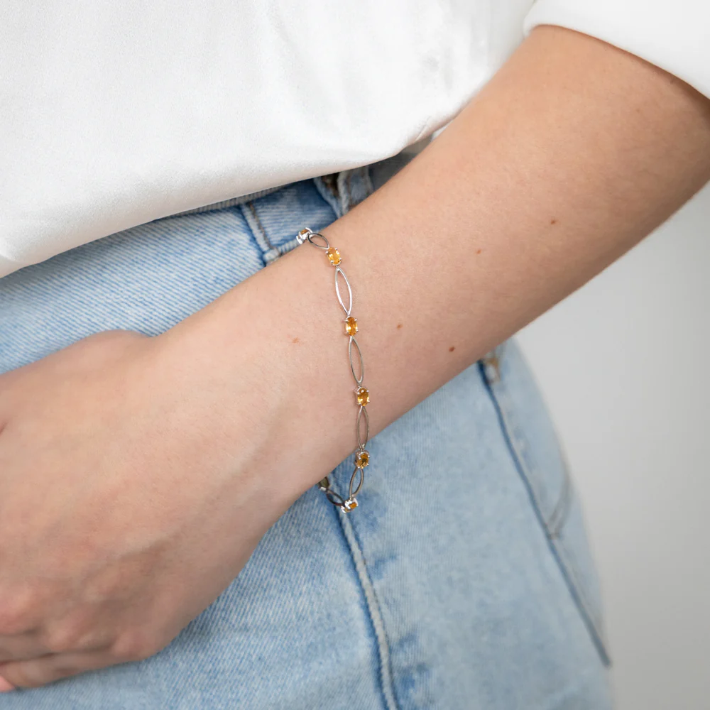 Sterling Silver 2.20Ct Oval Citrine Bracelet - Image 3