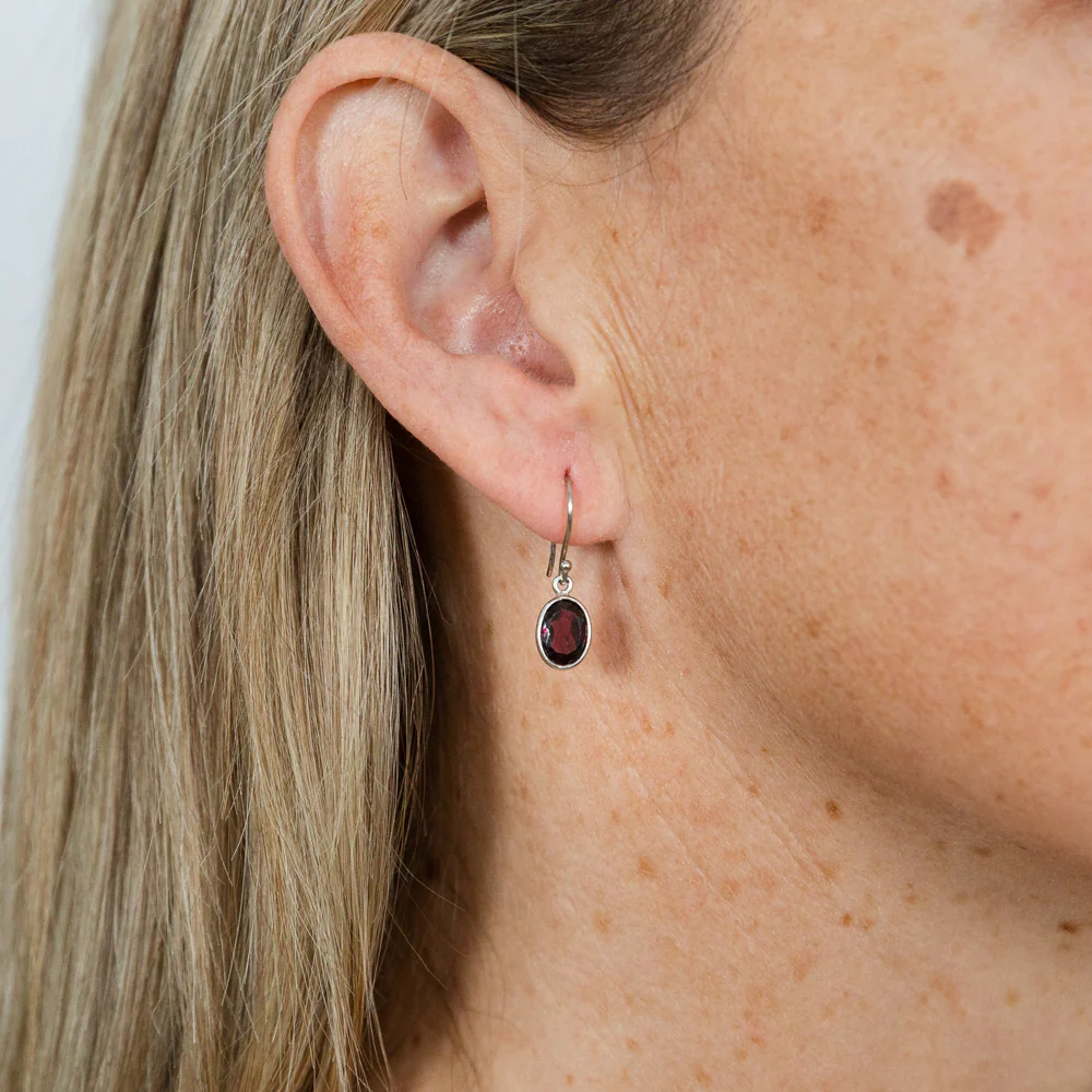Sterling Silver 2.60ct Garnet Oval Earrings - Image 2