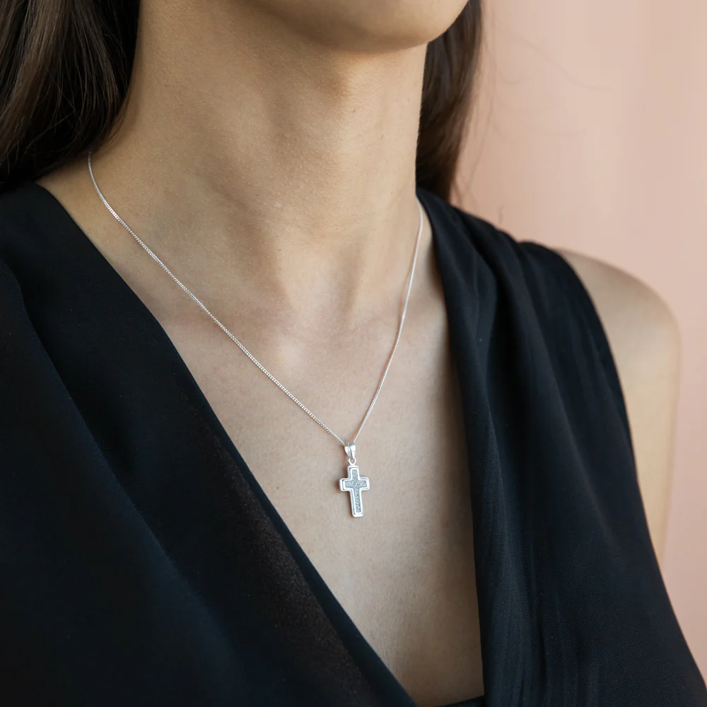 Sterling Silver 20mm Stardust Cross Pendant - Image 2