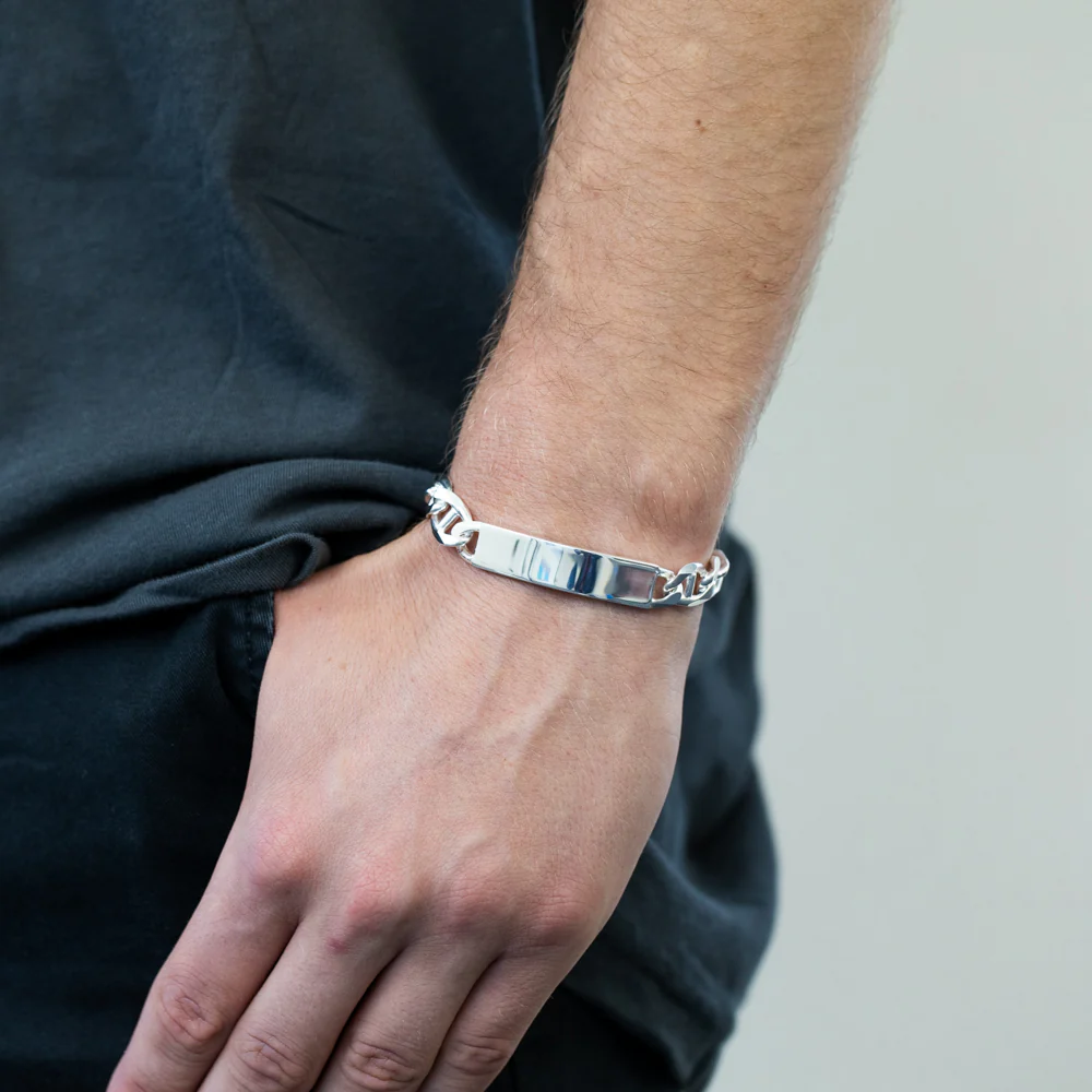 Sterling Silver 21cm Anchor ID Bracelet - Image 3
