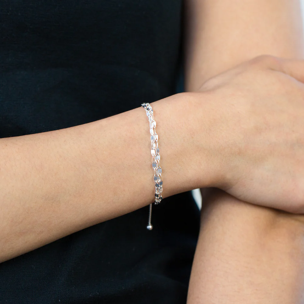 Sterling Silver 21cm Multi Chain Fancy Slider Bracelet - Image 2