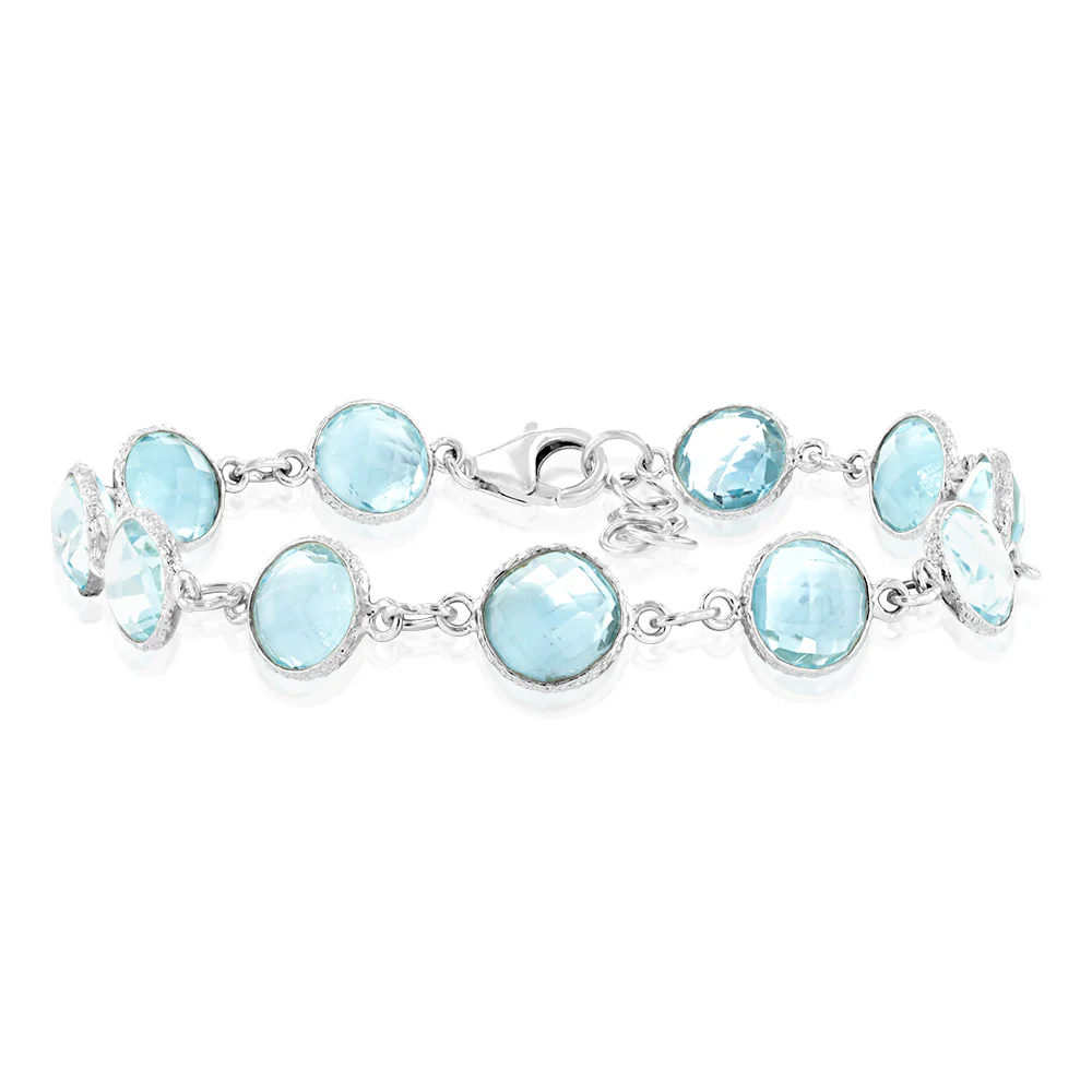 Sterling Silver 25Carat Blue Topaz Bracelet
