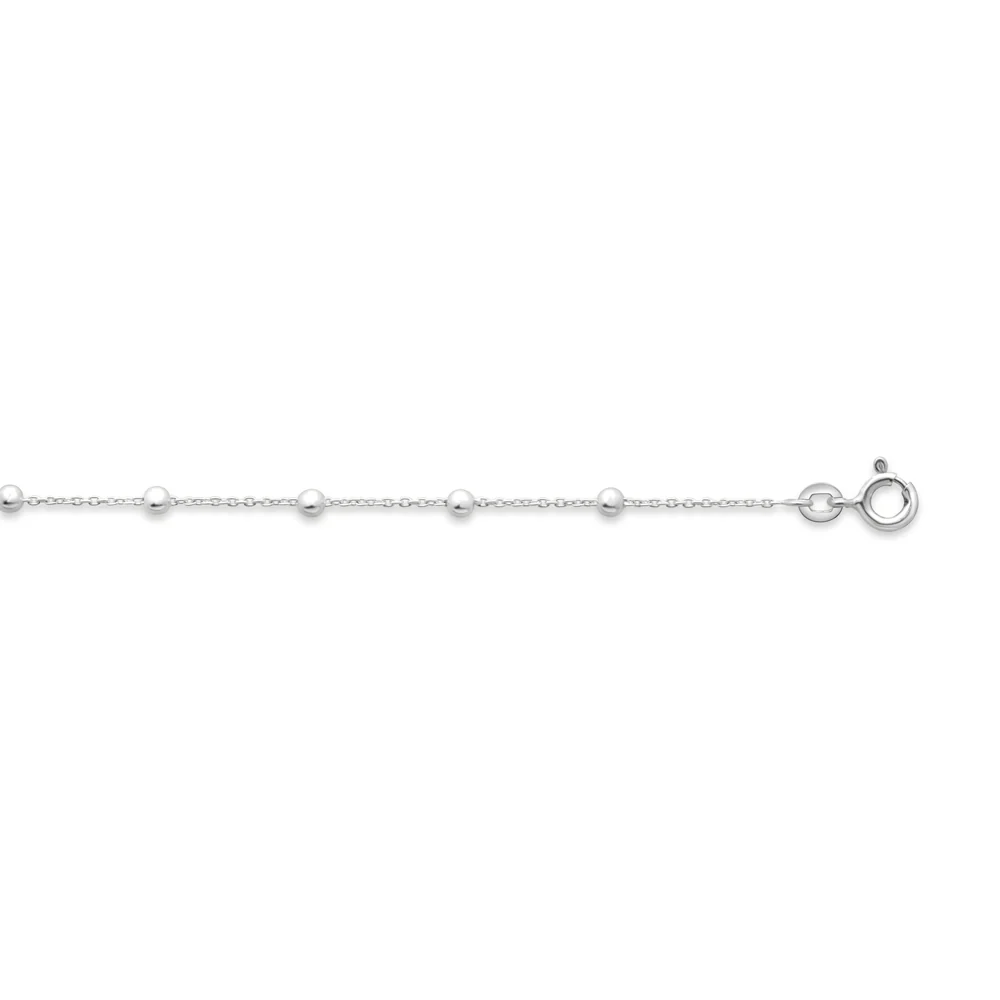 Sterling Silver 25cm Ball and Trace Chain Anklet - Image 2