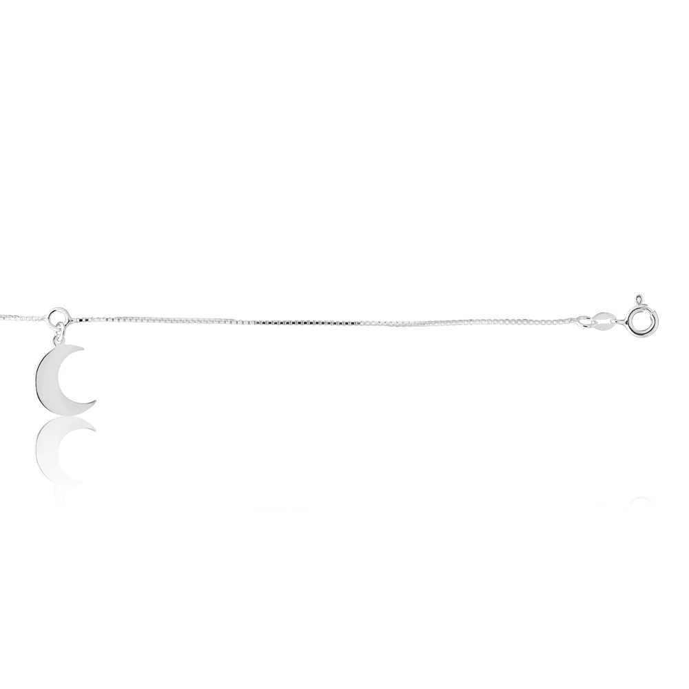 Sterling Silver 26cm Crescent Moon Anklet - Image 2