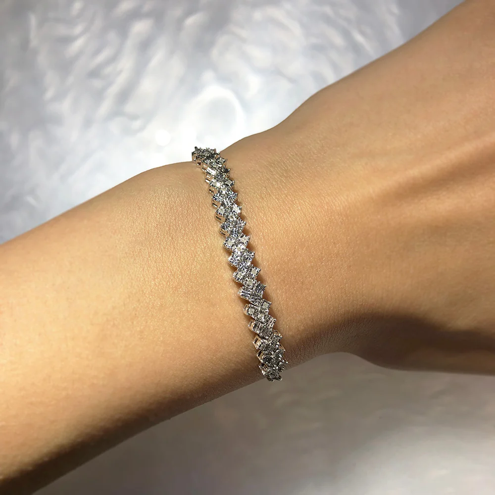 Sterling Silver 27 Diamonds Slider Bracelet - Image 2