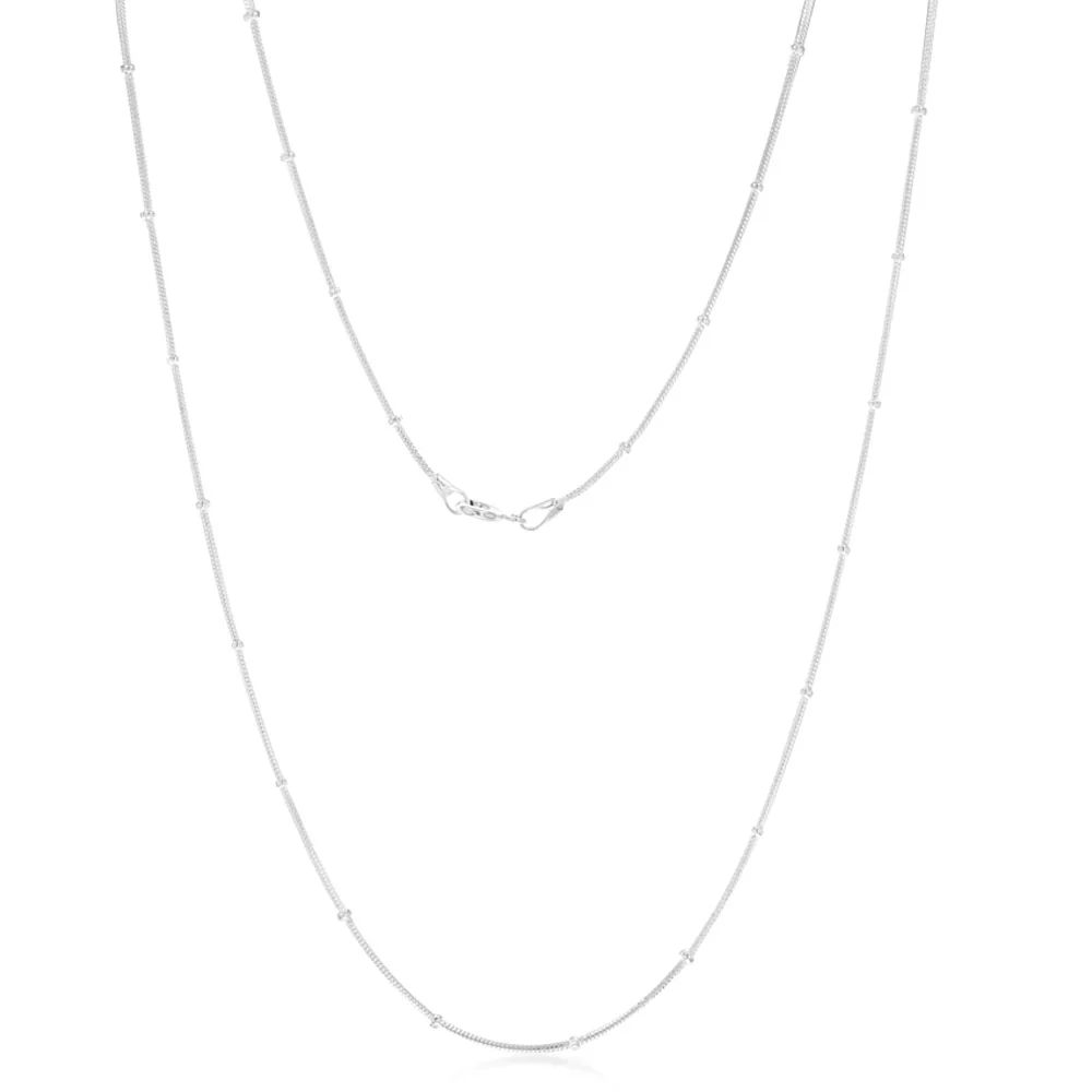 Sterling Silver 35 Gauge 45cm Ball Station Snake Chain - Image 4