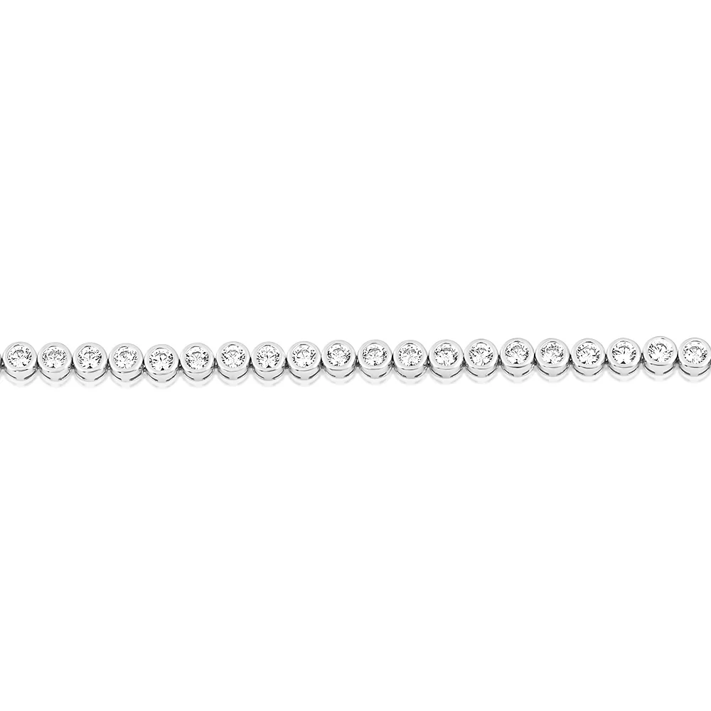 Sterling Silver 3mm Bezel White Cubic Zirconia 16+3cm Bracelet - Image 3
