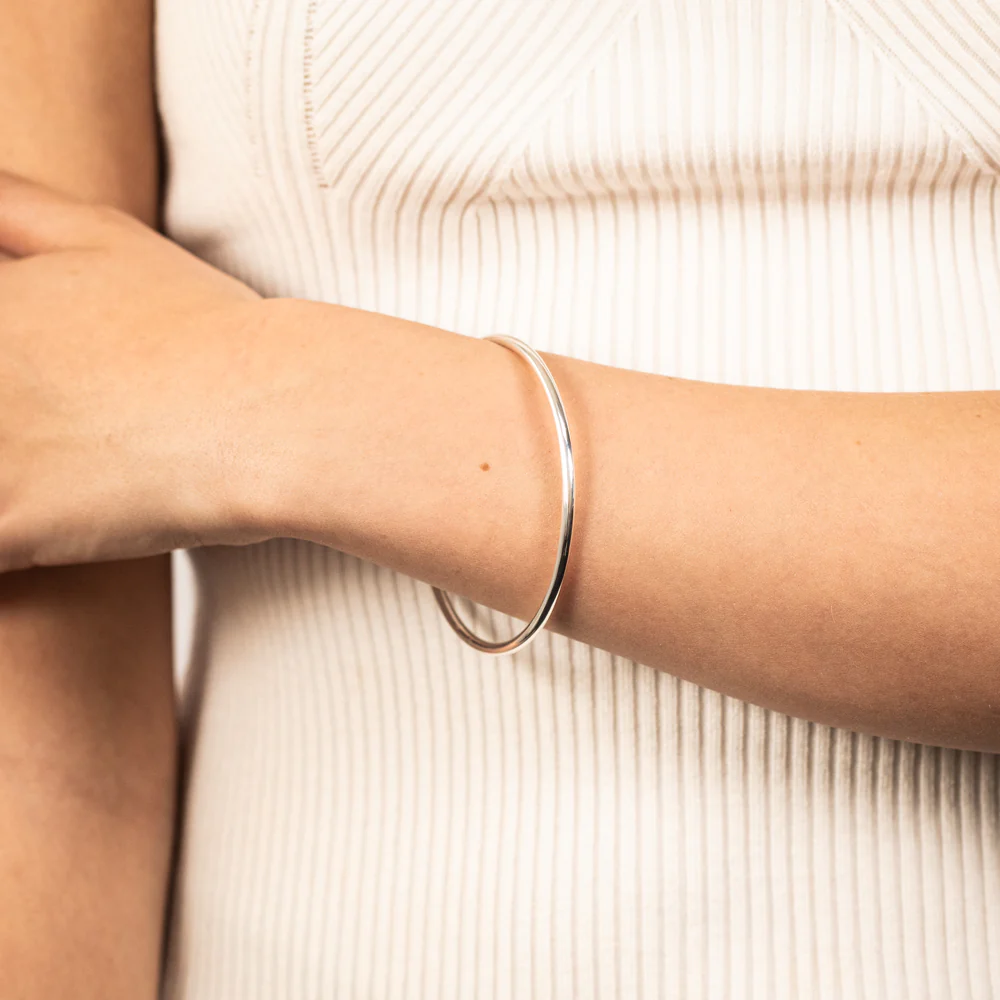 Sterling Silver 3mm Rounded 65mm Bangle - Image 2