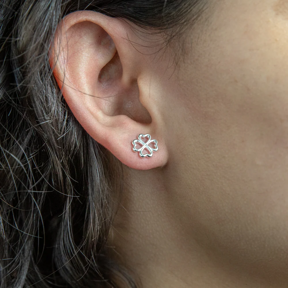Sterling Silver 4 Leaf Clover Earrings - Image 2