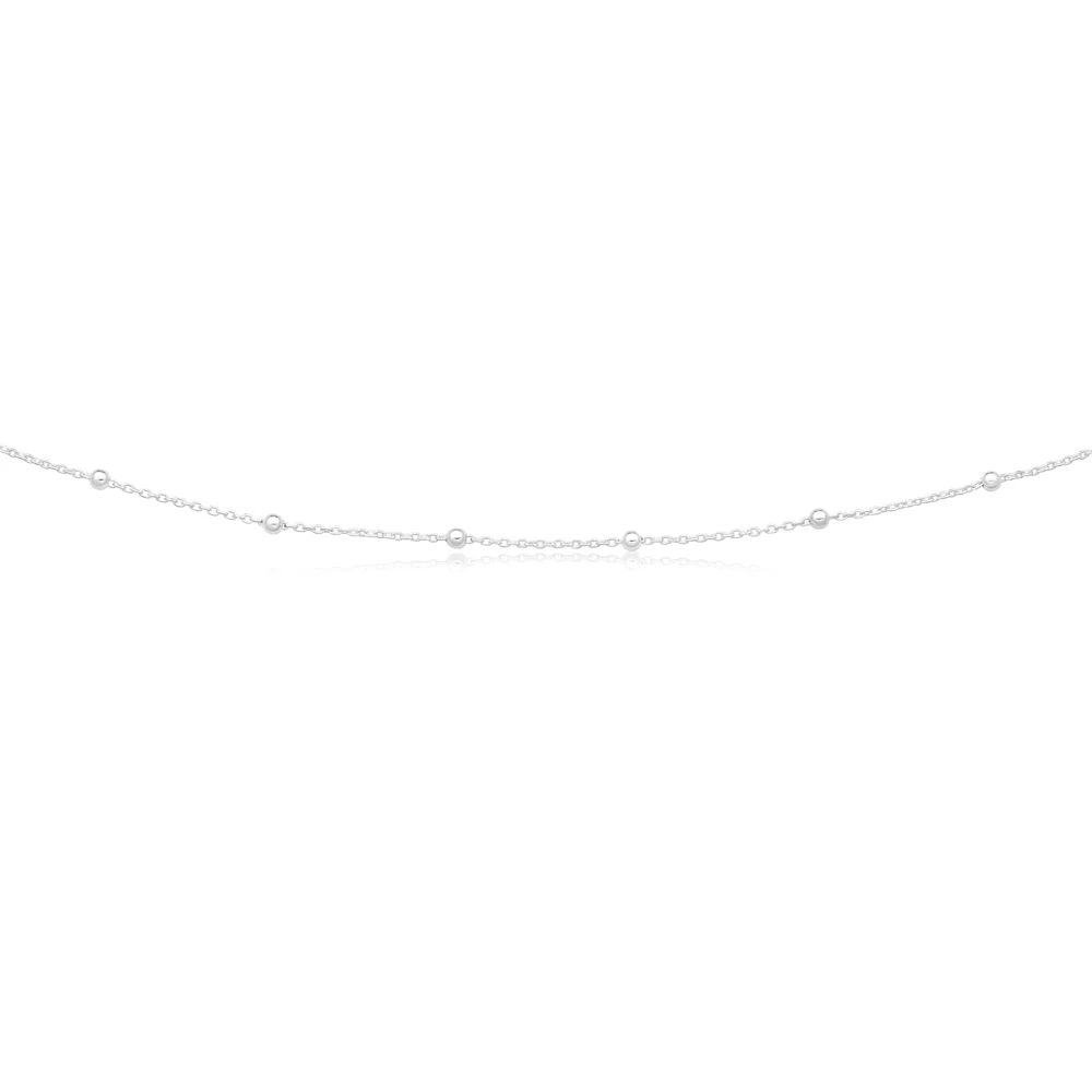 Sterling Silver 41cm + 8cm Extender Alternate Ball and Chain Necklet - Image 2