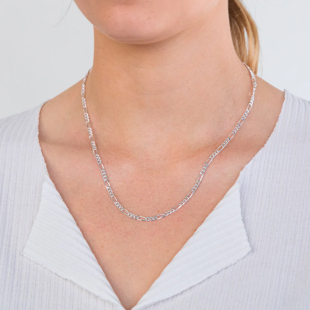 Sterling Silver 50cm Diamond Cut Figaro 1:3 Chain - Image 3