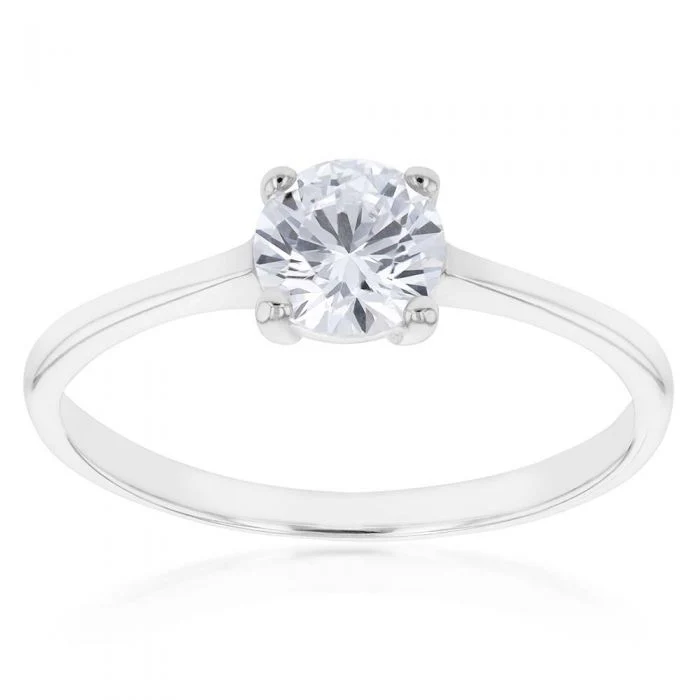 Sterling Silver 6mm 4 Claw Solitaire Zirconia Ring