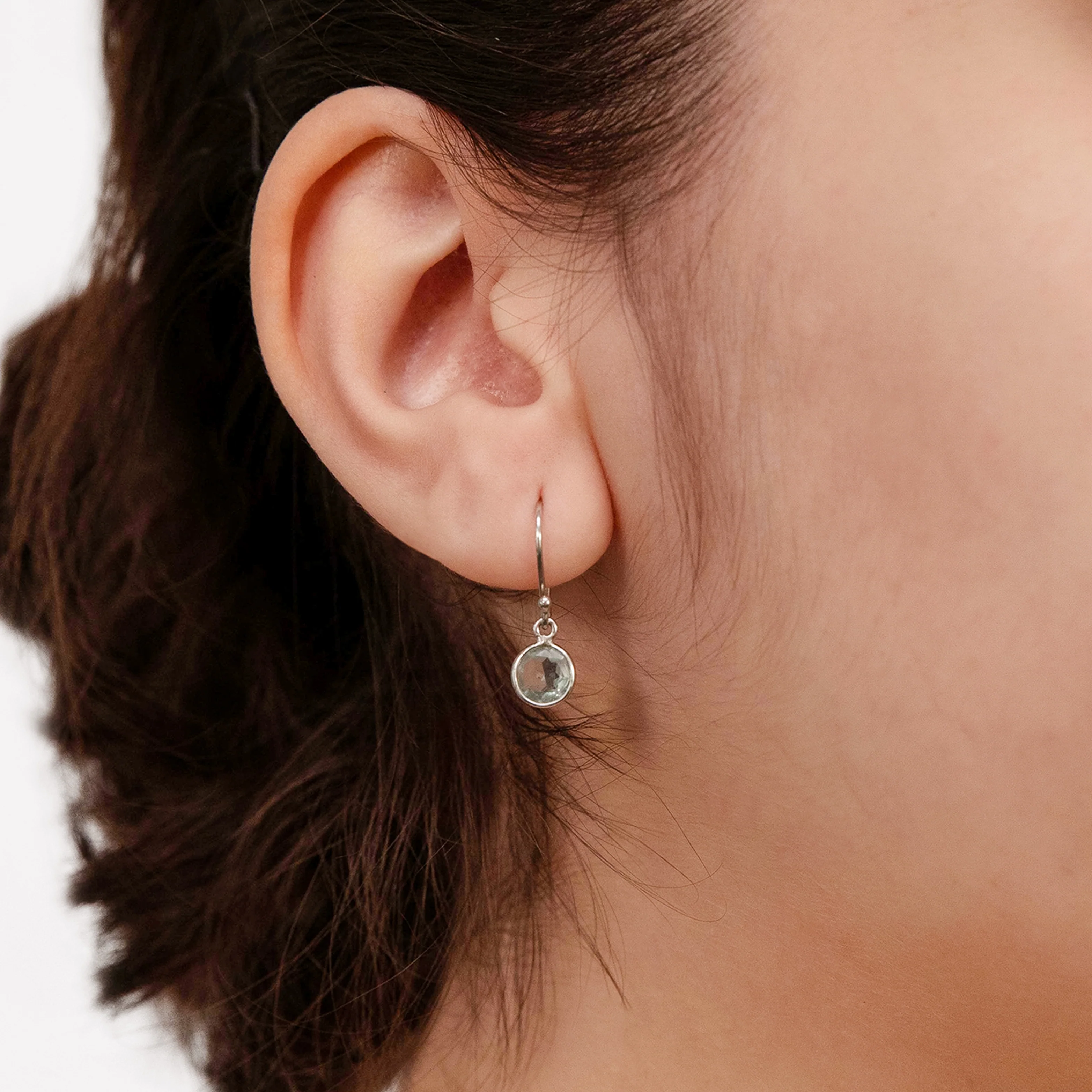Sterling Silver 6mm Blue Topaz Hook Drop Earrings - Image 2