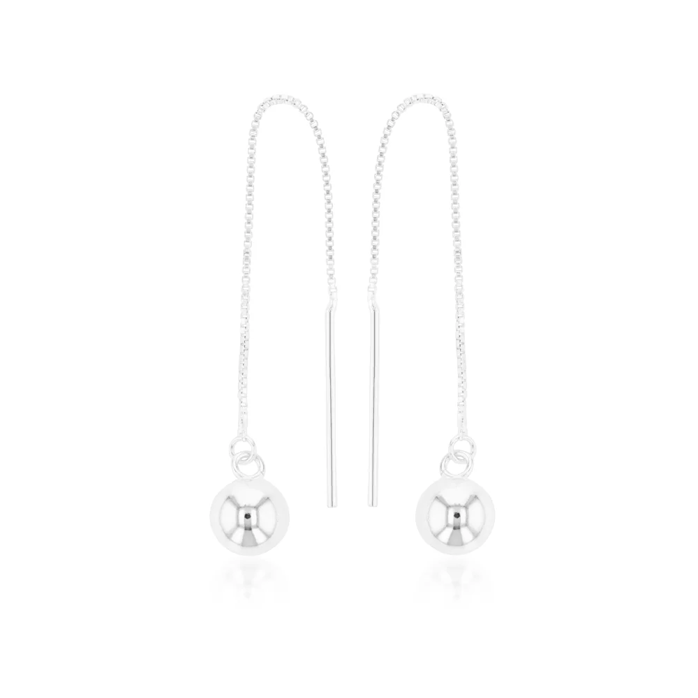 Sterling Silver 7.5mm Ball Threader 90mm Earrings