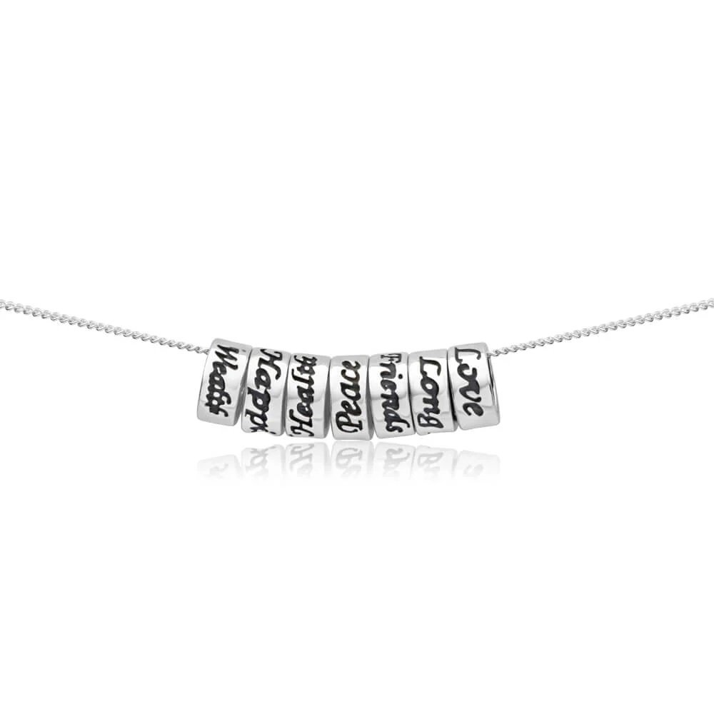 Sterling Silver 7 Rings of Luck Engraved Pendant With 45cm Chain - Image 2