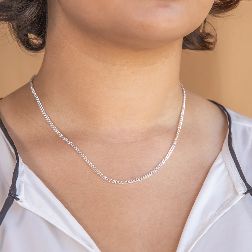Sterling Silver 80 Gauge Diamond Cut 45cm Curb Chain - Image 3