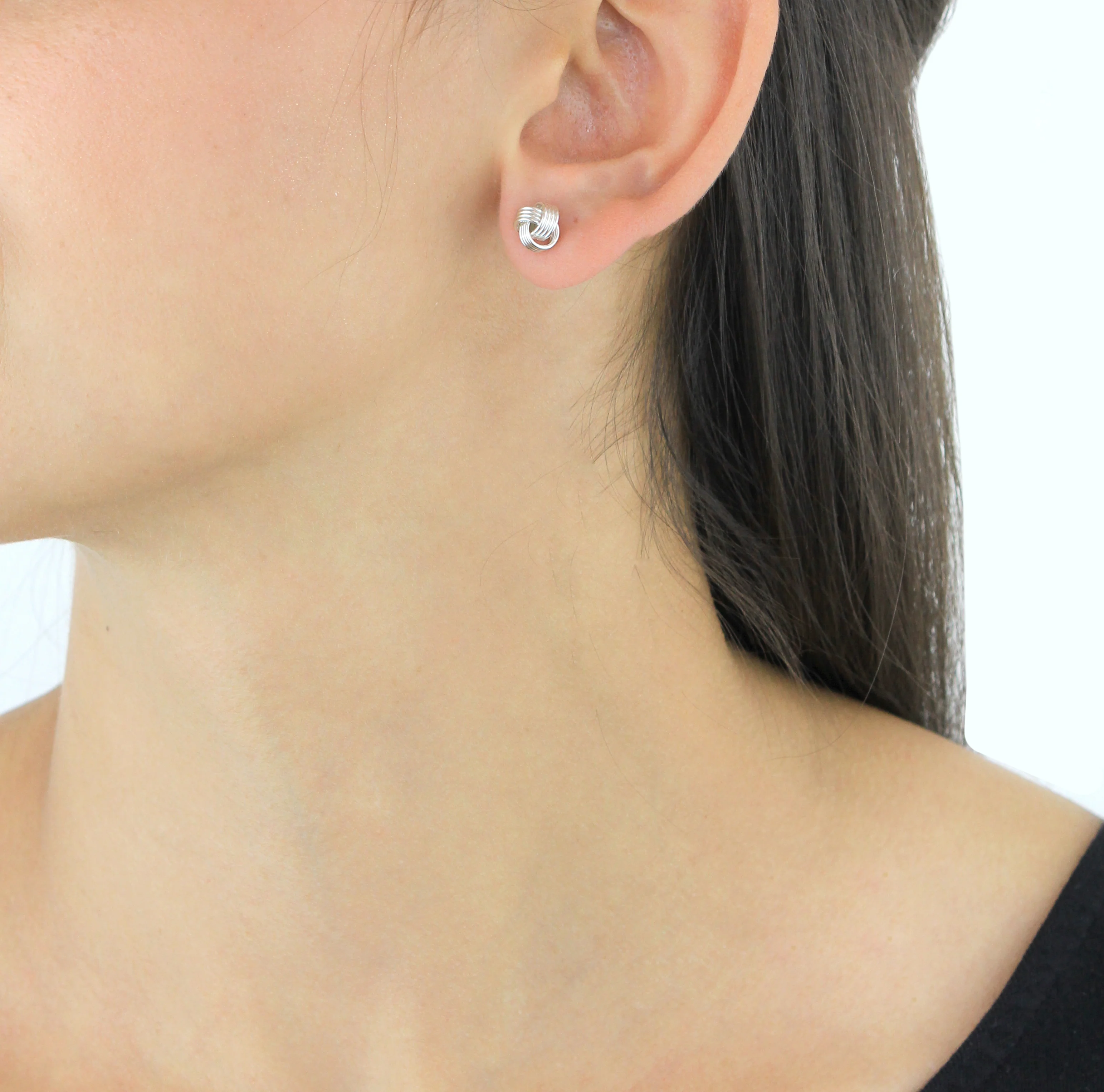 Sterling Silver 8mm Knot Stud Earrings - Image 4