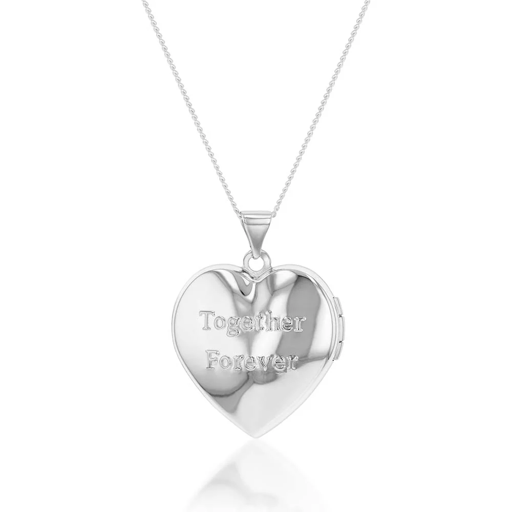 Sterling Silver and Gold Plated Hearts Locket (Engraved "Together Forever") - Image 2