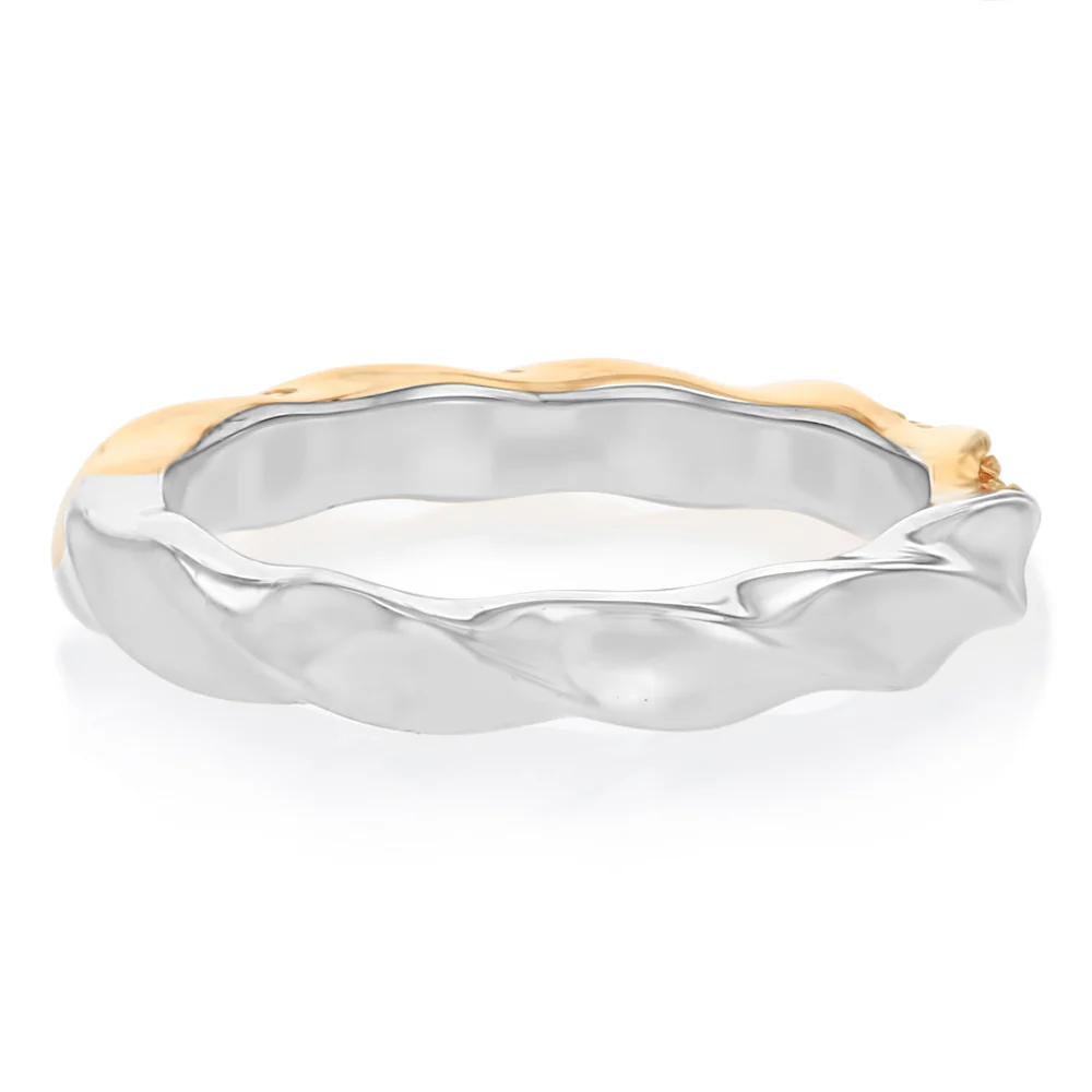 Sterling Silver and Gold Plated Two Tone CZ Twisted Ring - Image 4