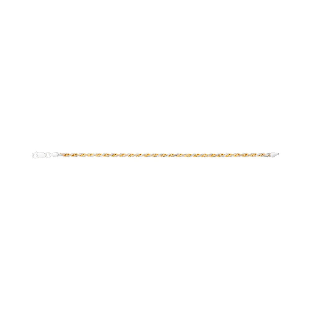 Sterling Silver And Gold-Plated Two-Toned Rope 70 Gauge 19cm Bracelet - Image 2