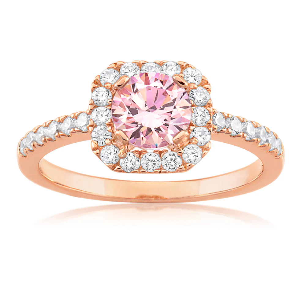 Sterling Silver and Rose Gold Plated Zirconia Ring *No Resize*
