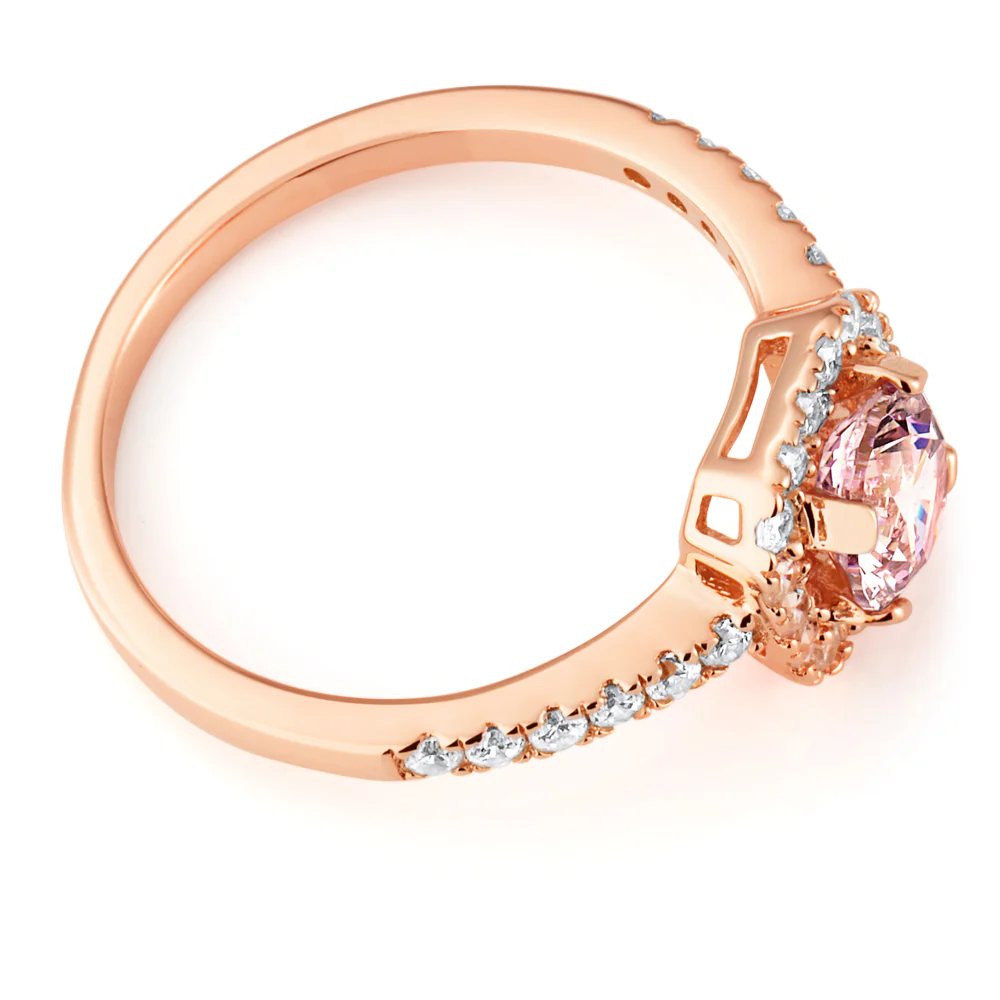 Sterling Silver and Rose Gold Plated Zirconia Ring *No Resize* - Image 2