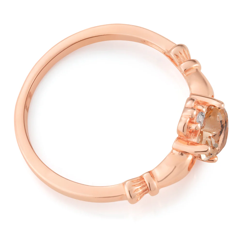 Sterling Silver and Rose Plated Crystal and Zirconia Claddagh Ring *No Resize* - Image 2