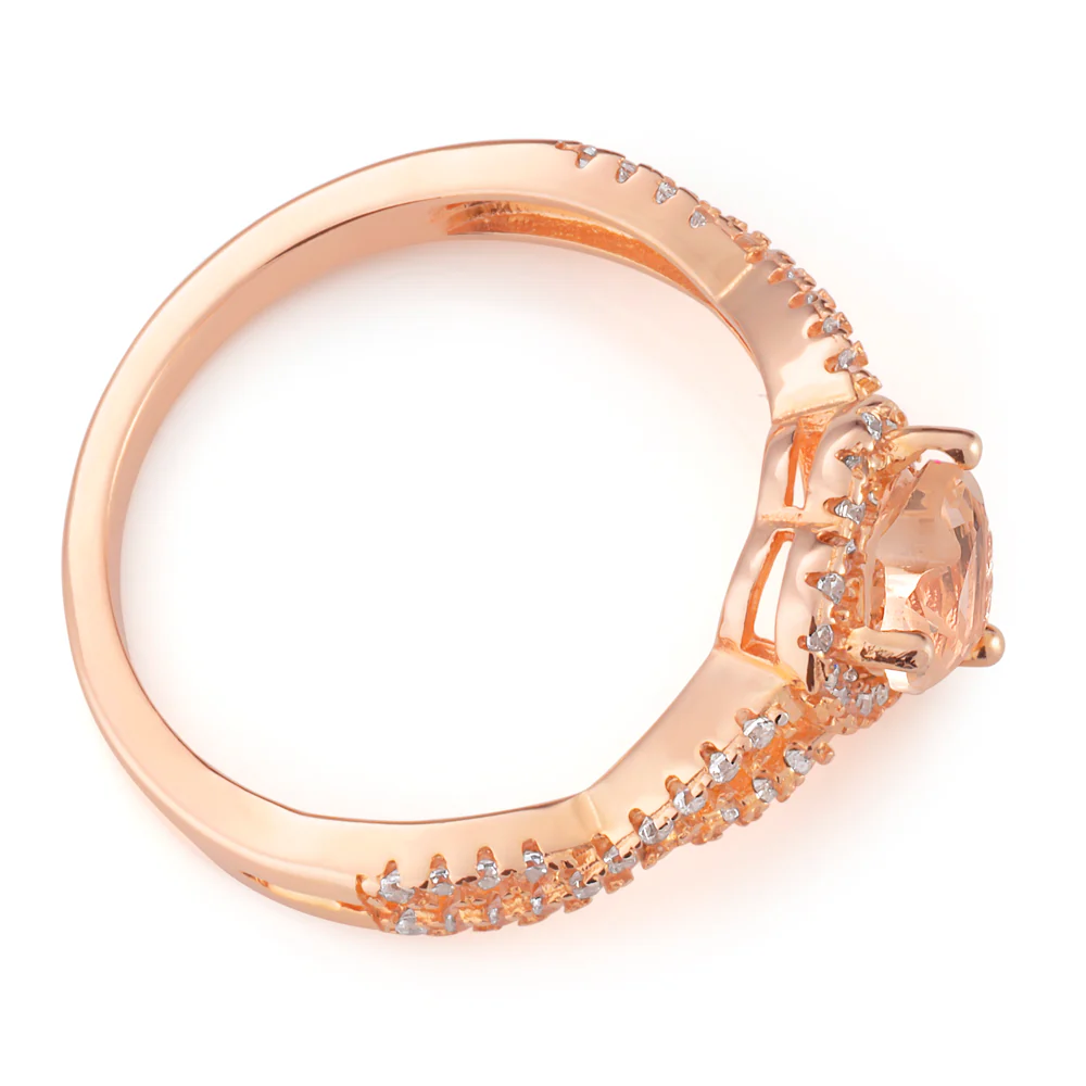 Sterling Silver and Rose Plated Heart Crystal and Zirconia Ring *No Resize* - Image 2
