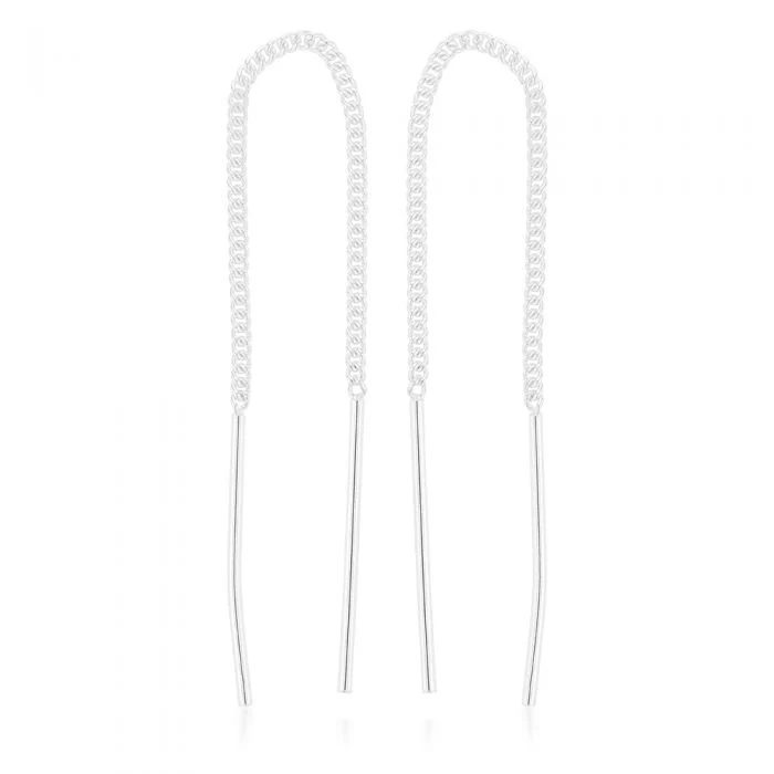 Sterling Silver Bar Drop Threader Earrings