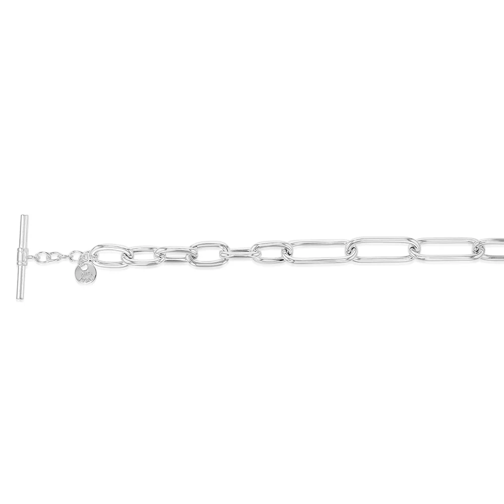 Sterling Silver Belcher Links T Bar Clasp 19cm Bracelets - Image 2