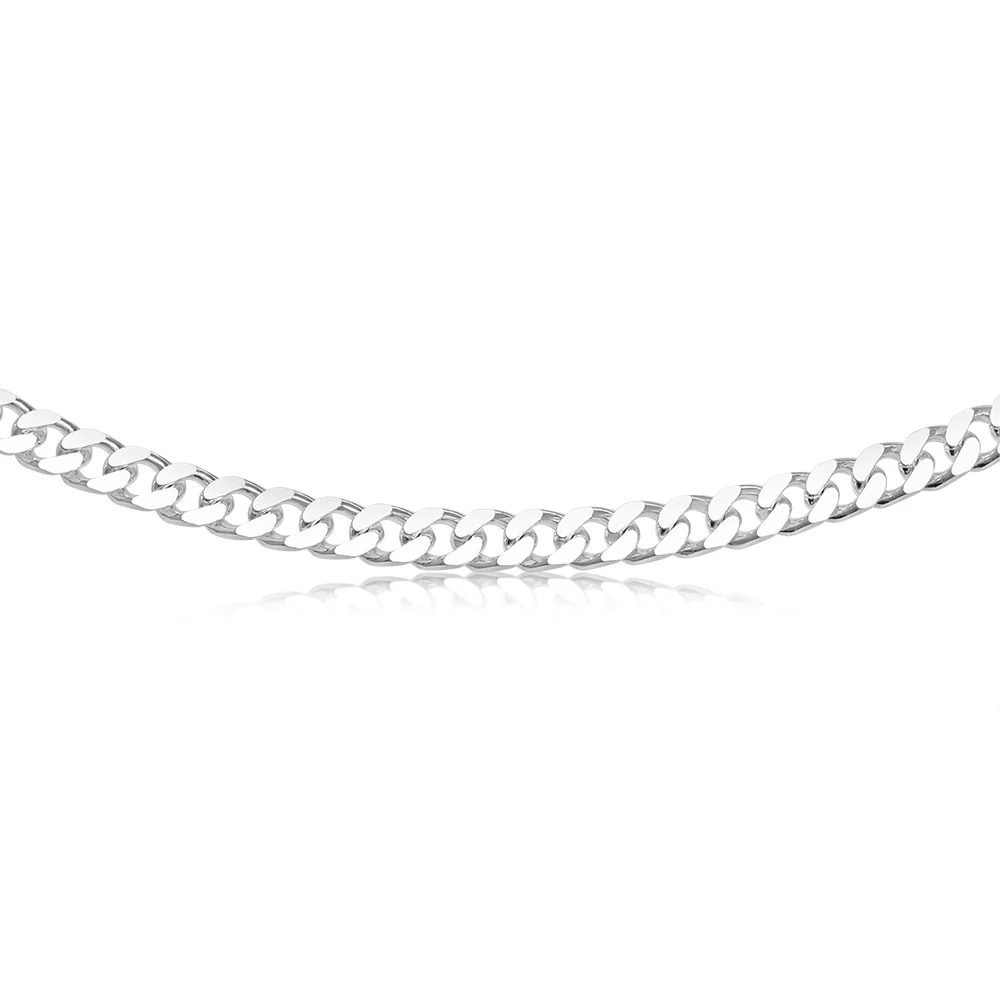 Sterling Silver Beveled Curb 300 Gauge 55cm Chain - Image 3