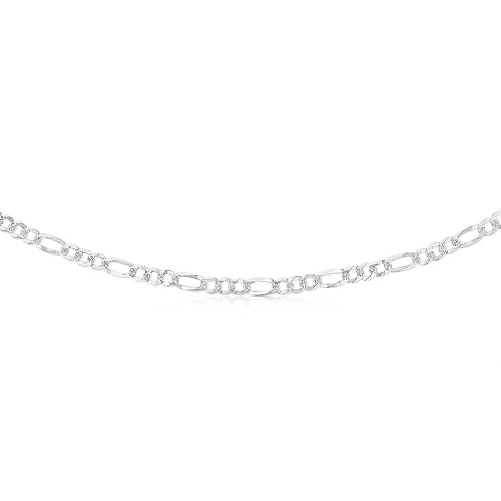 Sterling Silver Beveled Fancy 1:3 Figaro 160 Gauge 45cm Chain - Image 2