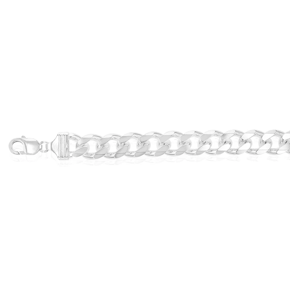 Sterling Silver Bevelled Curb 350 Gauge 21cm Bracelet - Image 2