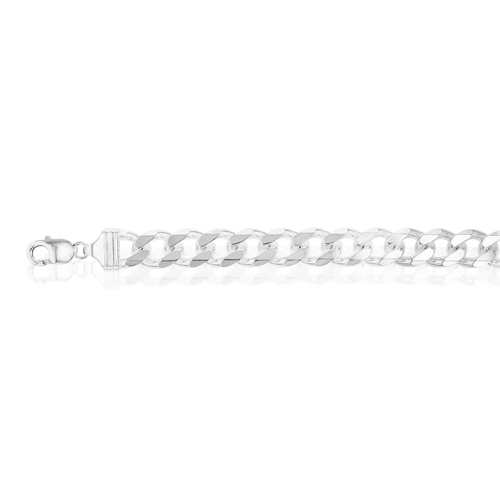 Sterling Silver Bevelled Curb 350 Gauge 24cm  Bracelet - Image 2