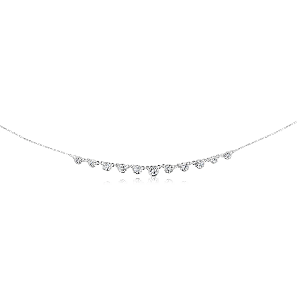Sterling Silver Bezel Set Cubic Zirconia Charm Fancy 40+5cm Chain - Image 3