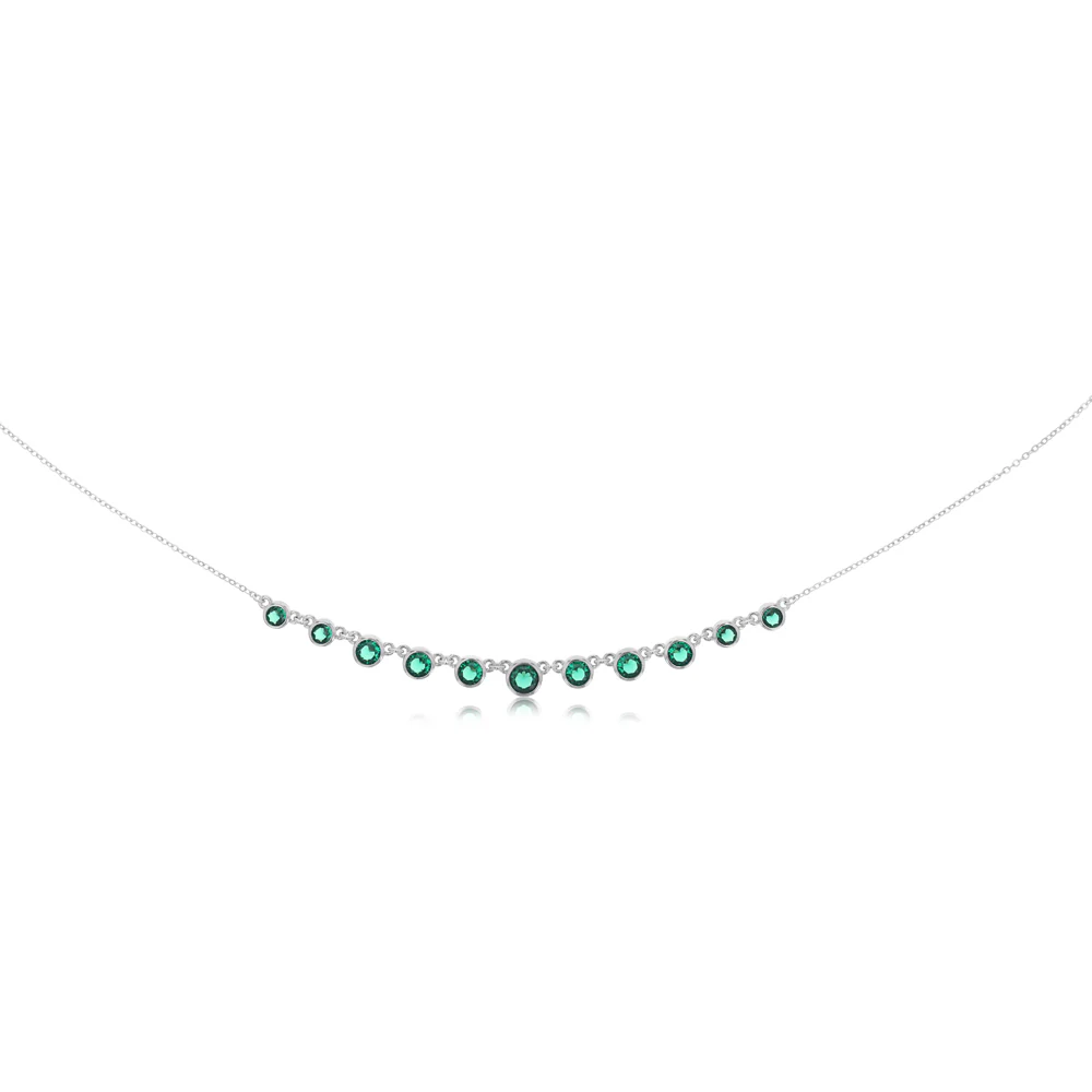 Sterling Silver Bezel Set Green Cubic Zirconia Charm 40+5cm Chain - Image 2
