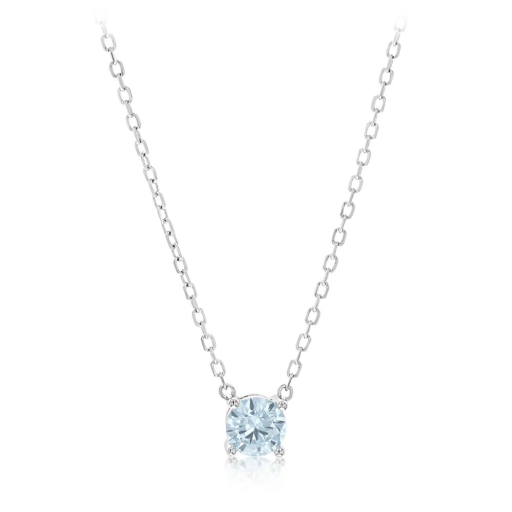 Sterling Silver Blue CZ with 40+5cm Chain