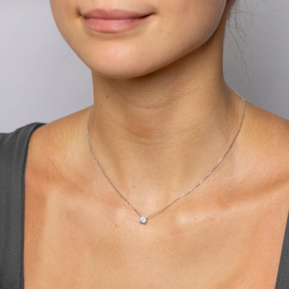 Sterling Silver Blue CZ with 40+5cm Chain - Image 2