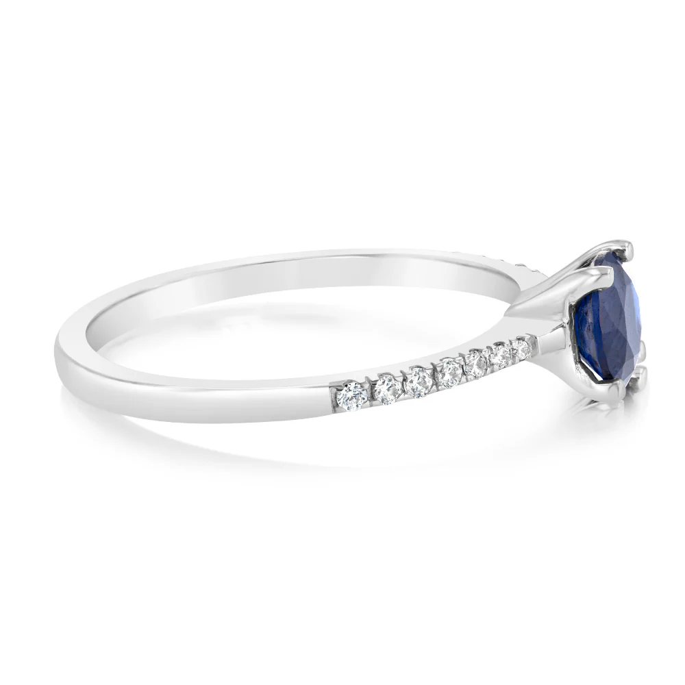 Sterling Silver Blue Sapphire Zirconia 4 Claw Ring - Image 2